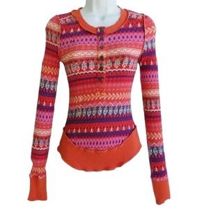 FP Movement by Free People Thermal Rally Layer Rib Henley Fired Up Combo